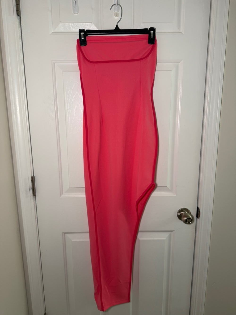 Strapless Neon Pink Maxi Dress